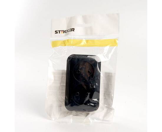 Розетка двойная 2P Stekker Брест черный PST16-30-20 39694, изображение 2