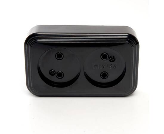 Розетка двойная 2P Stekker Брест черный PST16-30-20 39694, изображение 4
