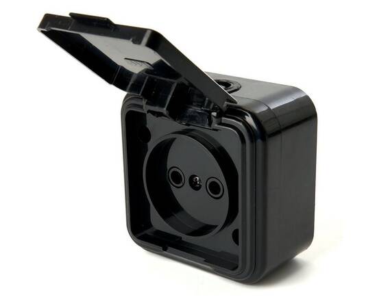 Розетка 2P Stekker Брест с крышкой черный PST16-20-44 39692