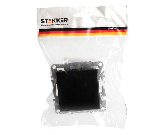 Розетка 2P+PE Stekker Эрна с крышкой черный PST16-9112-03 49156, изображение 3
