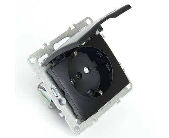 Розетка 2P+PE Stekker Эрна с крышкой черный PST16-9112-03 49156, изображение 6