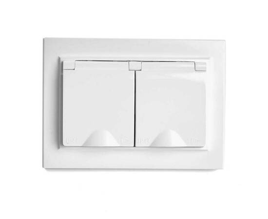 Розетка 2-местная 2P+PE Stekker Эрна с крышкой белый PST16-9015-01 49139