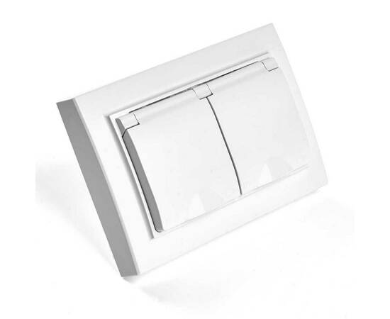 Розетка 2-местная 2P+PE Stekker Эрна с крышкой белый PST16-9015-01 49139, изображение 5