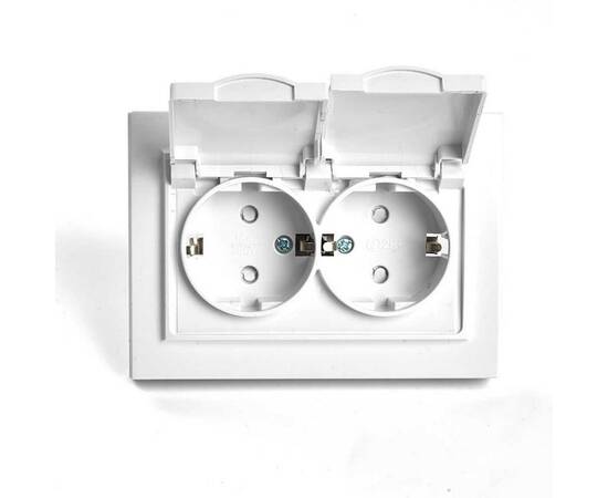 Розетка 2-местная 2P+PE Stekker Эрна с крышкой белый PST16-9015-01 49139, изображение 6