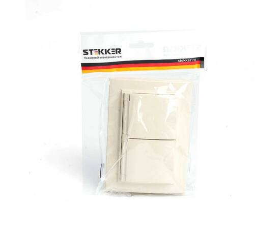 Розетка 2-местная 2P+PE Stekker Эрна с крышкой слоновая кость PST16-9015-02 49137, изображение 3