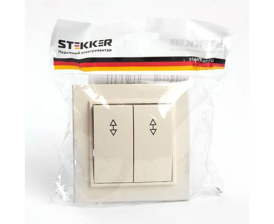 Переключатель двухклавишный Stekker Эрна слоновая кость PSW10-9008-02 39920, изображение 3