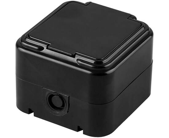 Розетка 2P+PE Stekker Брест с крышкой черный PST16-21-44 32741, изображение 2
