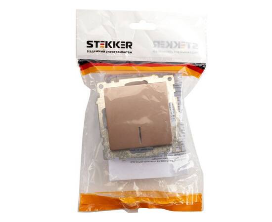 Выключатель одноклавишный Stekker Катрин с подсветкой шампань GLS10-7101-02 39591, изображение 3