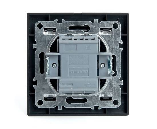 Переключатель двухклавишный Stekker Эрна черный PSW10-9008-03 39921, изображение 4