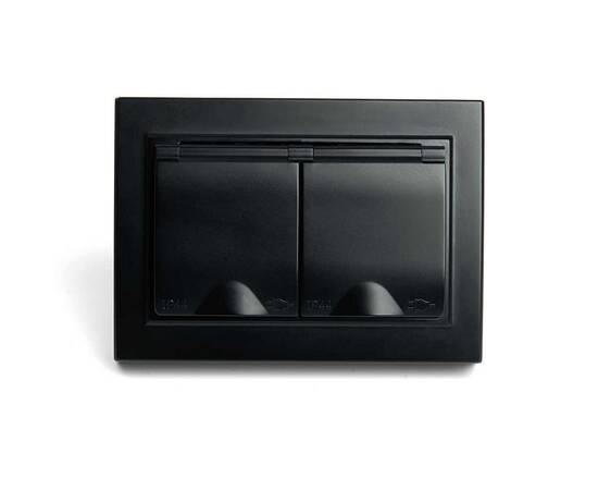 Розетка 2-местная 2P+PE Stekker Эрна с крышкой черный PST16-9015-03 49138