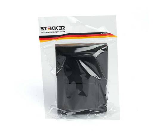 Розетка 2-местная 2P+PE Stekker Эрна с крышкой черный PST16-9015-03 49138, изображение 2