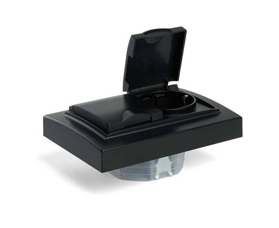 Розетка 2-местная 2P+PE Stekker Эрна с крышкой черный PST16-9015-03 49138, изображение 5