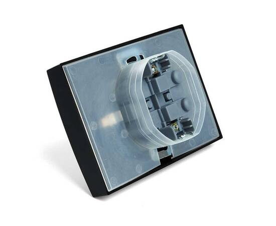 Розетка 2-местная 2P+PE Stekker Эрна с крышкой черный PST16-9015-03 49138, изображение 6