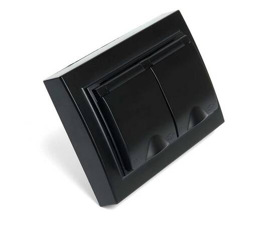 Розетка 2-местная 2P+PE Stekker Эрна с крышкой черный PST16-9015-03 49138, изображение 7