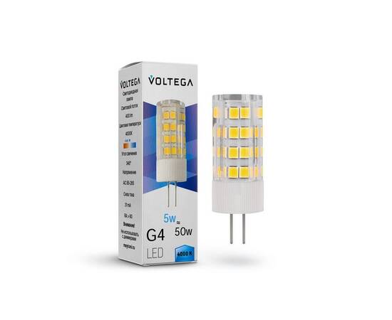 Лампа светодиодная Voltega G4 5W 4000К прозрачная VG9-K3G4cold5W 7184
