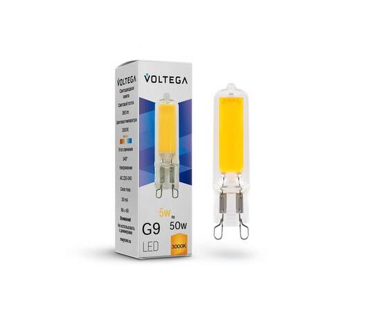 Лампа светодиодная Voltega G9 5W 3000К прозрачная VG9-K2G9warm5W 7181