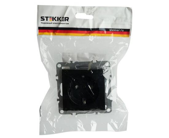 Розетка 2P+E Stekker Эрна черный PST16-9110-03 49154, изображение 2