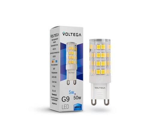 Лампа светодиодная Voltega G9 5W 4000К прозрачная VG9-K3G9cold5W 7186