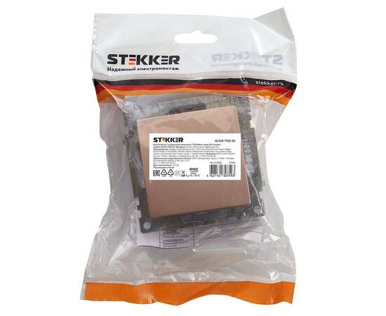Выключатель одноклавишный Stekker Катрин шампань GLS10-7103-02 39589, изображение 2
