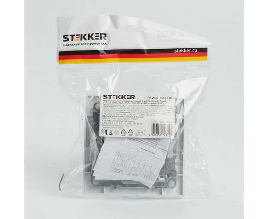 Переключатель одноклавишный перекрестный Stekker Эрна белый PSW10-9009-01 39925, изображение 2