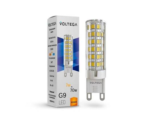 Лампа светодиодная Voltega G9 7W 3000К прозрачная VG9-K3G9warm7W 7187