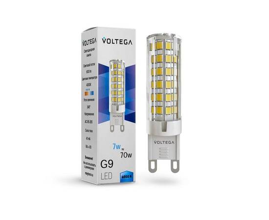 Лампа светодиодная Voltega G9 7W 4000К прозрачная VG9-K3G9cold7W 7188