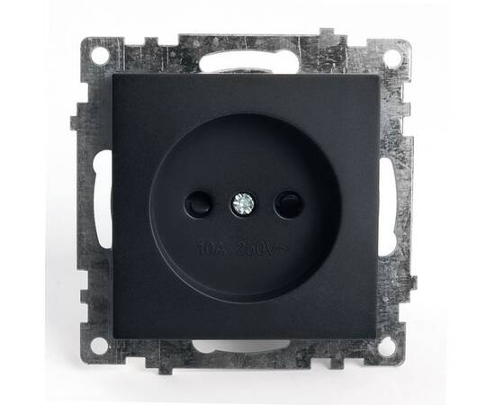 Розетка 2P Stekker Катрин со шторками черный GLS10-7109-05 39609