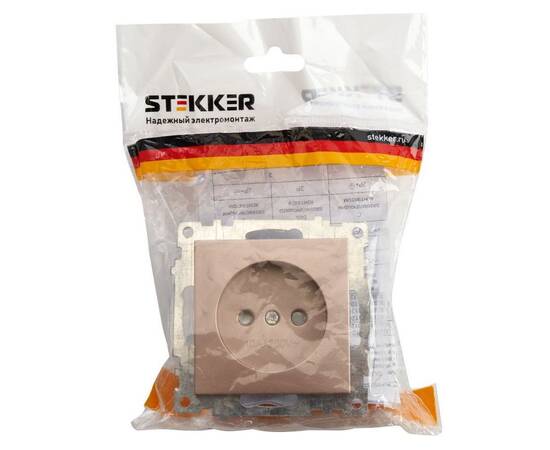 Розетка 2P Stekker Катрин со шторками шампань GLS10-7109-02 39595, изображение 2