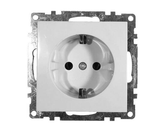 Розетка 2P+PE Stekker Катрин со шторками белый GLS16-7110-01 39304