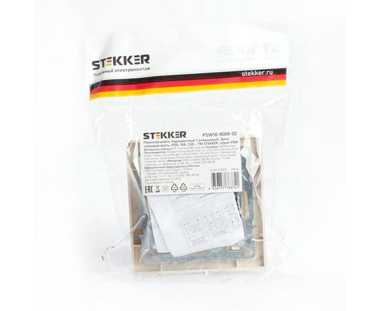 Переключатель одноклавишный перекрестный Stekker Эрна слоновая кость PSW10-9009-02 39926, изображение 2