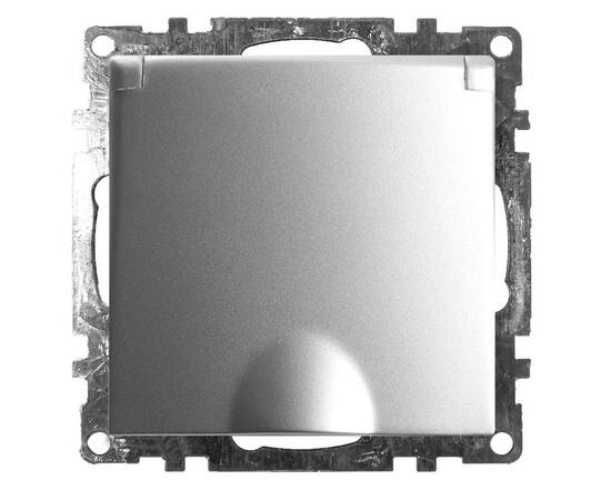 Розетка 2P+PE Stekker Катрин со шторками крышкой серебро GLS16-7112-03 39580