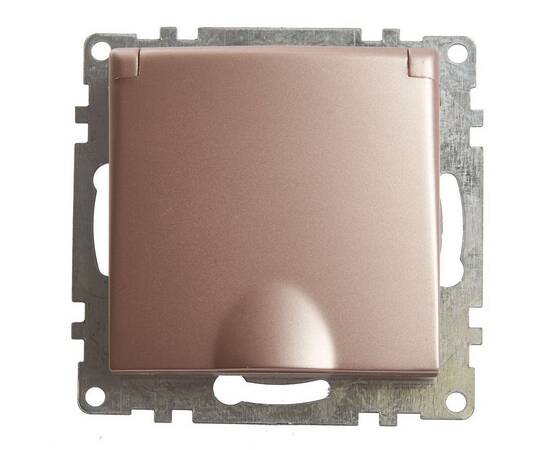 Розетка 2P+PE Stekker Катрин со шторками крышкой шампань GLS16-7112-02 39594