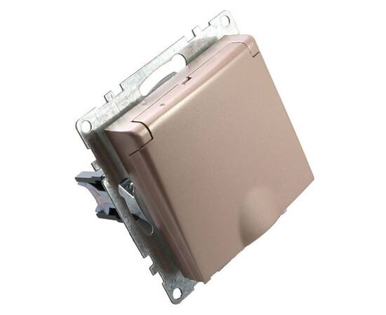Розетка 2P+PE Stekker Катрин со шторками крышкой шампань GLS16-7112-02 39594, изображение 3
