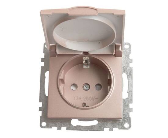 Розетка 2P+PE Stekker Катрин со шторками крышкой шампань GLS16-7112-02 39594, изображение 5