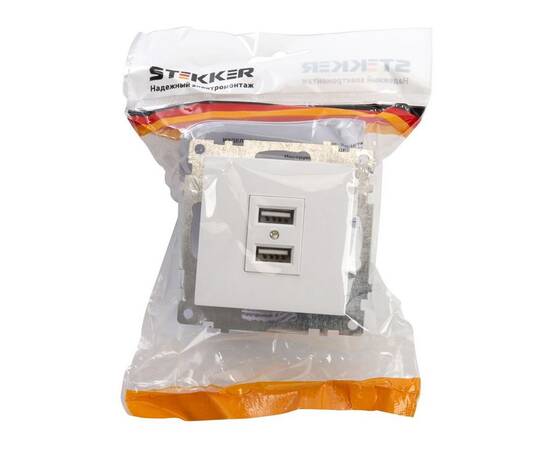 Розетка 2хUSB Stekker Катрин белый GLS10-7115-01 39686, изображение 2