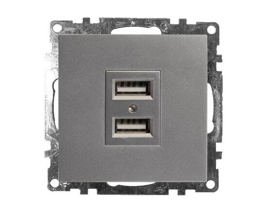 Розетка 2хUSB Stekker Катрин серебро GLS10-7115-03 39588