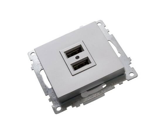 Розетка 2хUSB Stekker Катрин серебро GLS10-7115-03 39588, изображение 3