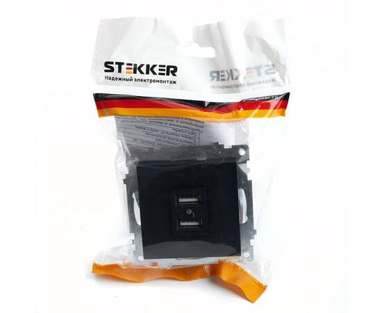Розетка 2хUSB Stekker Катрин черный GLS10-7115-05 39616, изображение 4