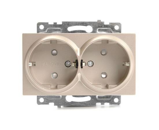 Розетка двойная 2P+PE Stekker Катрин со шторками шампань GLS16-7114-02 39598