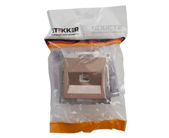 Розетка компьютерная RJ-45 Stekker Катрин шампань GLS00-7107-02 39599, изображение 3
