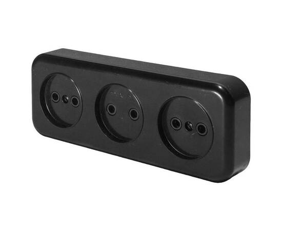 Розетка тройная 2P Stekker Брест черный PST16-50-20 39700
