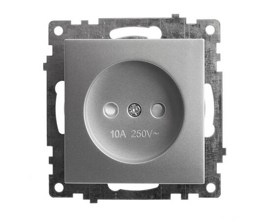 Розетка 2P Stekker Катрин со шторками серебро GLS10-7109-03 39581