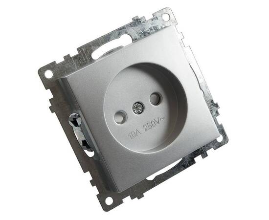 Розетка 2P Stekker Катрин со шторками серебро GLS10-7109-03 39581, изображение 2