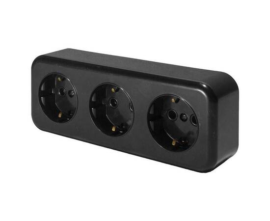 Розетка тройная 2P+PE Stekker Брест черный PST16-51-20 39698