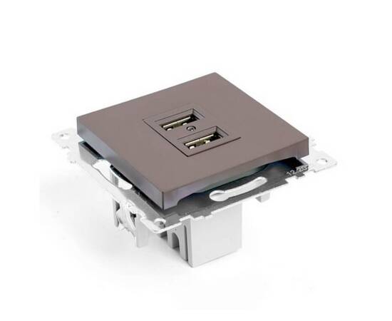 Розетка двухместная USB Stekker Катрин шоколад GLS10-7115-04 49027, изображение 3