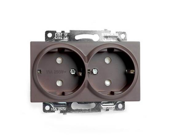 Розетка двухместная с защитной шторкой Stekker Катрин шоколад GLS16-7114-04 49030