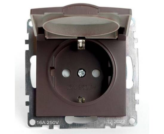 Розетка однаместная с защитной шторкой Stekker Катрин шоколад GLS16-7112-04 49029