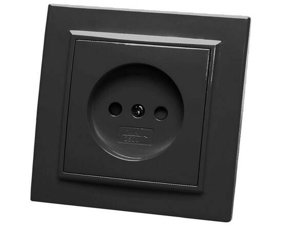 Розетка 2P Stekker Эрна со шторками черный PST10-9009-03 39477
