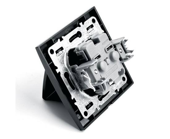 Розетка 2P+PE Stekker Эрна со шторками крышкой черный PST16-9012-03 39481, изображение 4