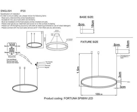 Подвесной светодиодный светильник Crystal Lux Fortuna SP88W Led Black, изображение 3